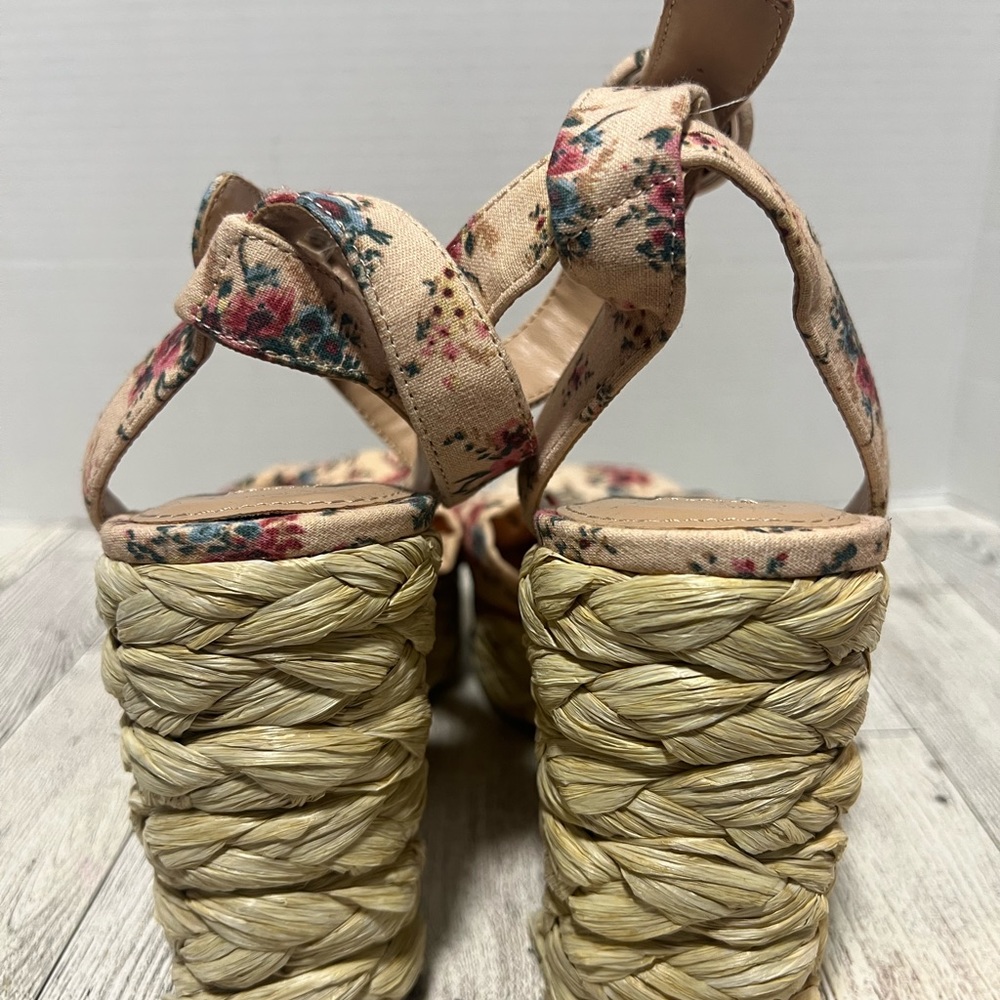 Blush Pink Floral Steve Madden platform Wedges Sz 10 - Picture 3 of 10
